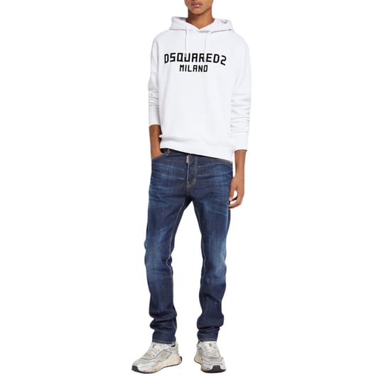 Dsquared2 Milano Logo Cool Fit Vit Hoodie - Image 4