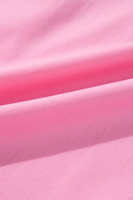 Bright Pink Balloon Sleeve Button Up Mini Shirt Dress - Image 4