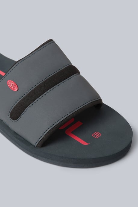 'Wave' Men's Sliders Lightweight Casual Slip On Cushioned Padded Open Toe Sandal Charcoal - Image 5