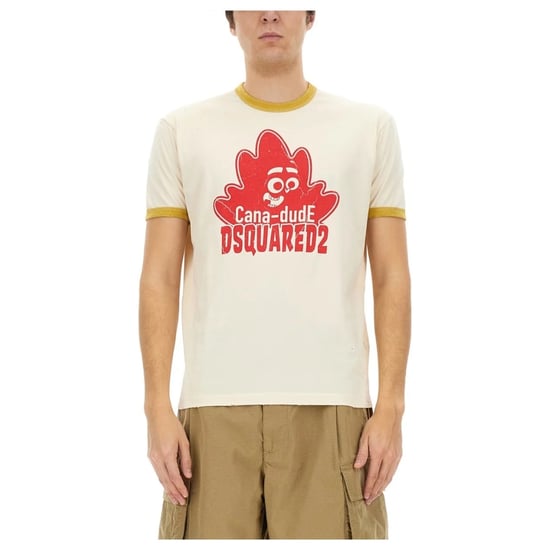 Dsquared2 Cana-dude Logo Melk T-shirt - Image 3
