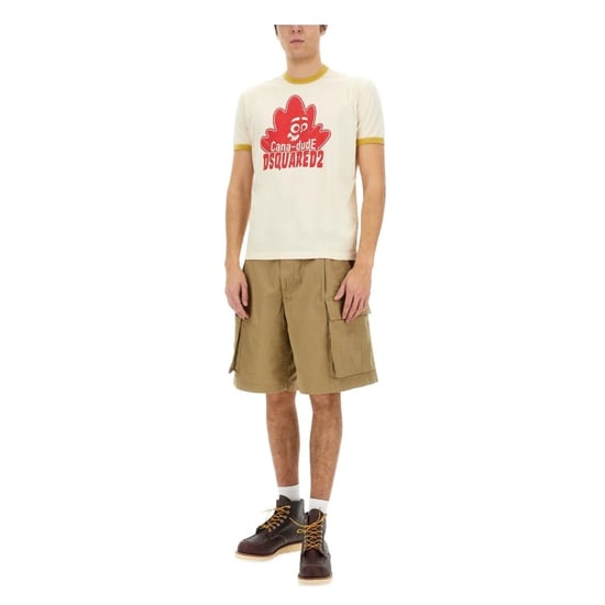 Dsquared2 Cana-dude Logo Melk T-shirt - Image 5