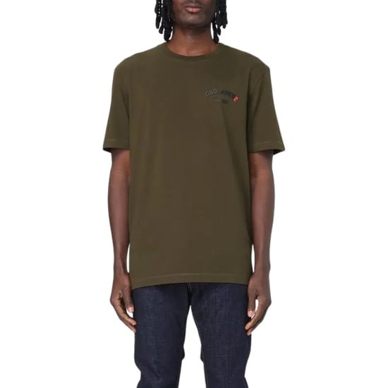 Dsquared2 Militärgrön T-shirt Med Regular Fit Och Gummilogotyp - Image 4