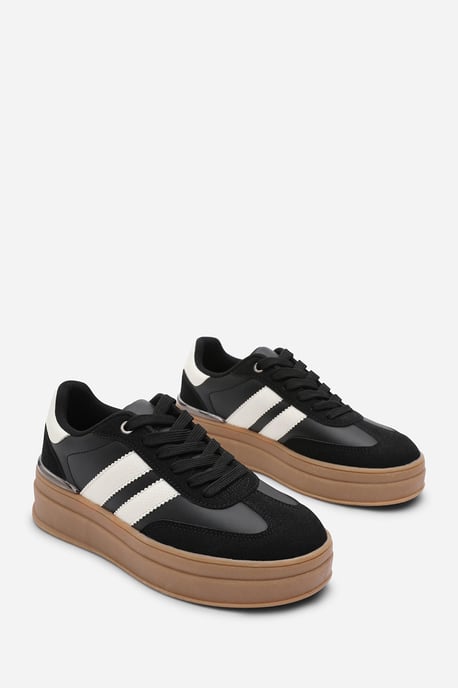 Where's That From Womens 'Yulia' Platform Lace Up Trainers with Side Stripes - Image 4