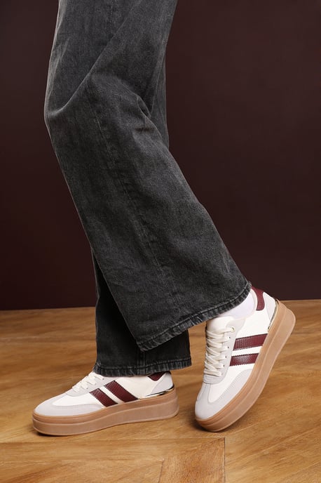 Where's That From Womens 'Yulia' Platform Lace Up Trainers with Side Stripes - Image 1