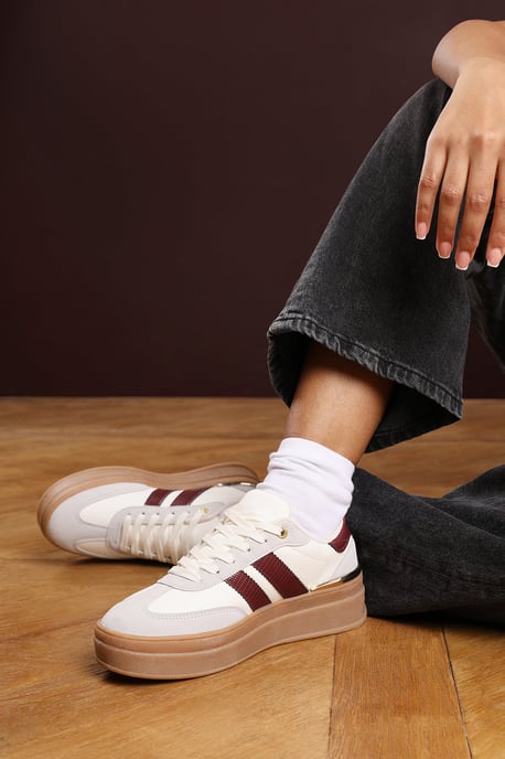 Where's That From Womens 'Yulia' Platform Lace Up Trainers with Side Stripes - Image 6