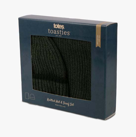Totes Toasties Hat & Scarf Set Mens Khaki - Image 3