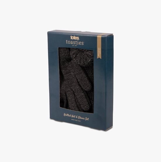 Totes Toasties Hat & Glove Set Mens Black / Grey - Image 3