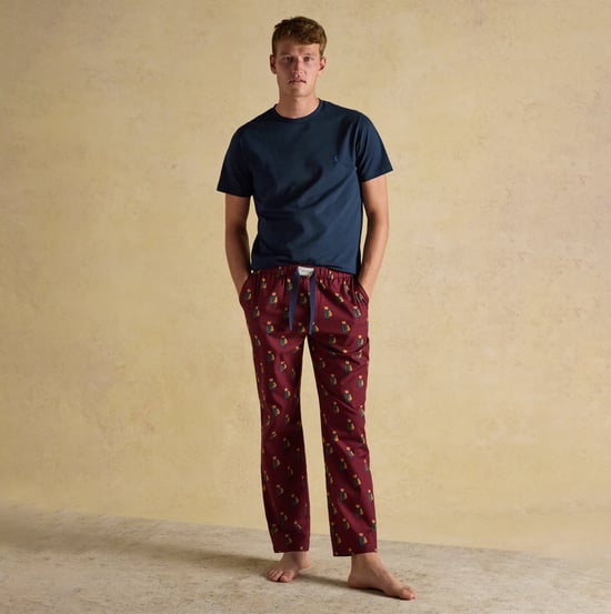 Joules Dozer Mens Pyjama Trousers Burgundy Red - Image 2