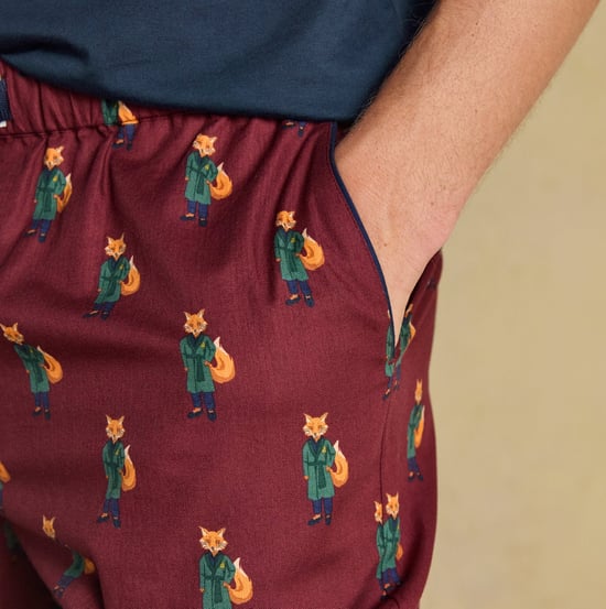 Joules Dozer Mens Pyjama Trousers Burgundy Red - Image 3