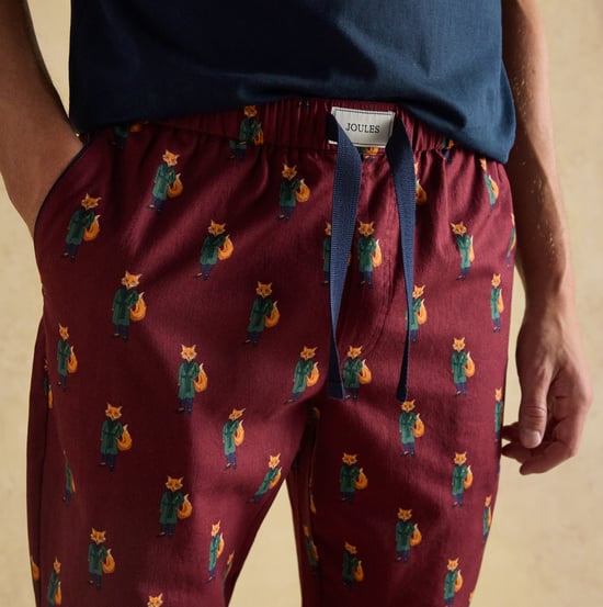 Joules Dozer Mens Pyjama Trousers Burgundy Red - Image 5