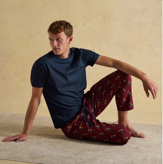 Joules Dozer Mens Pyjama Trousers Burgundy Red - Image 6