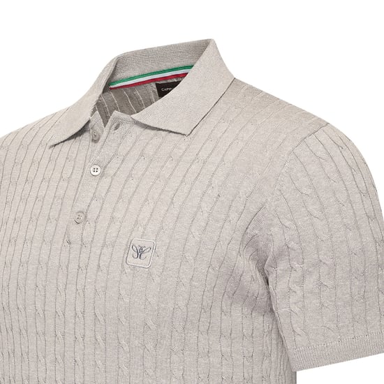 Cappuccino Italia Polo SS Caorle Cable Knit Polo Grijs - Image 2
