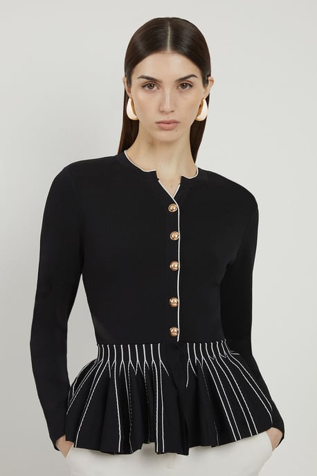 Viscose Blend Knit Peplum Jacket - Image 1