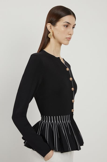 Viscose Blend Knit Peplum Jacket - Image 3