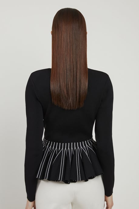 Viscose Blend Knit Peplum Jacket - Image 5