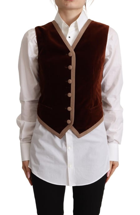 Velvet Vest Bruin Stijl - Image 1
