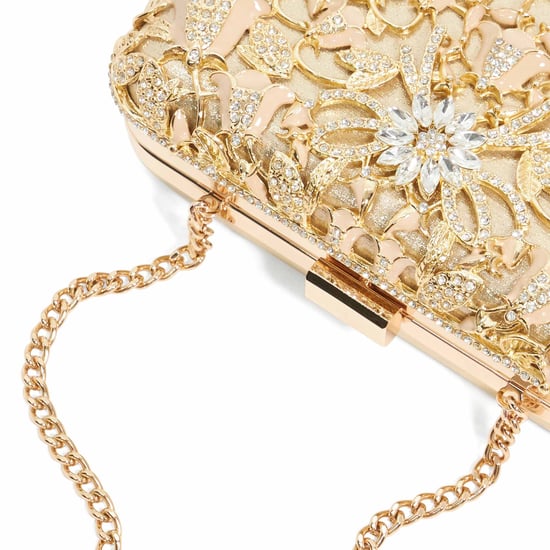 Dune Accessories Eberkeley - Gold Hard Case Floral Clutch - Image 4