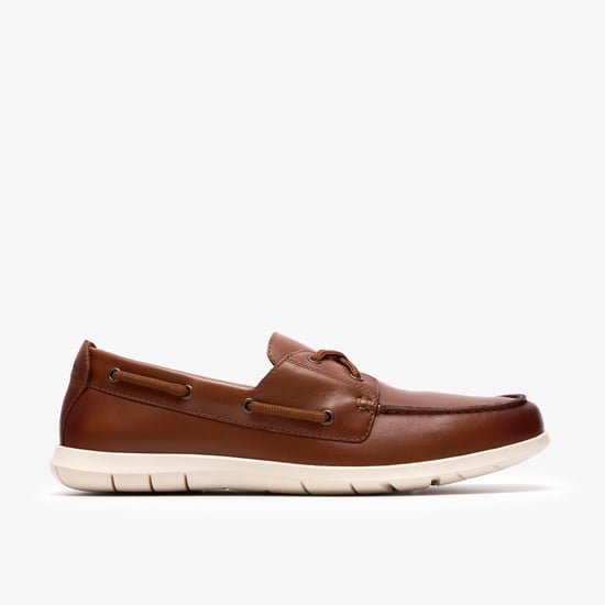 Flexway 2Eye Dark Tan Lea Shoes - Image 1