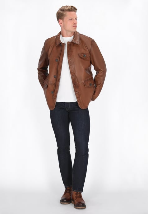 Dreimaster leren jas Heren cognac - Image 2
