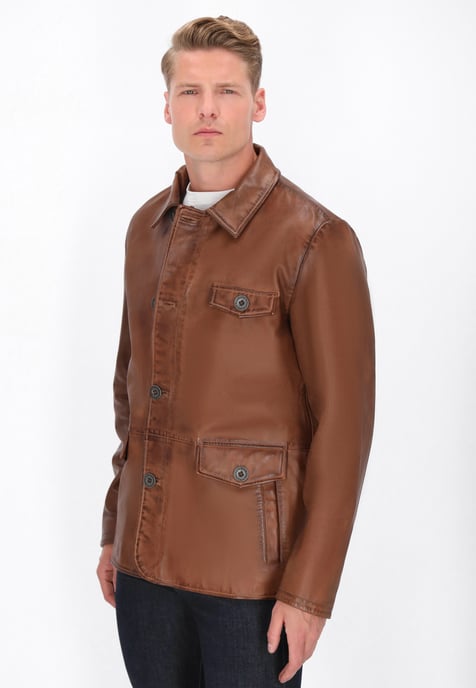 Dreimaster leren jas Heren cognac - Image 3