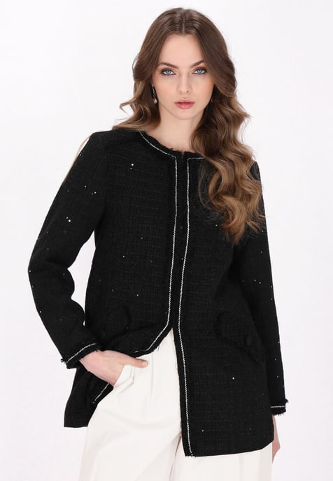 Dreimaster jas vrouwen zwarte glitter - Image 3
