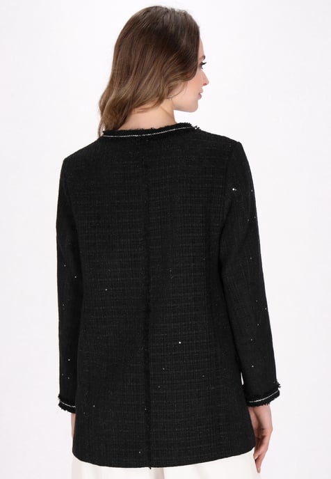 Dreimaster jas vrouwen zwarte glitter - Image 4