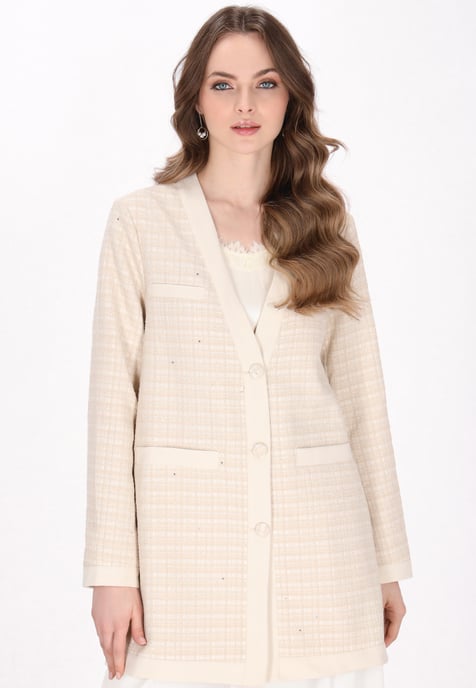 Dreimaster jas vrouwen lichtbeige glitters - Image 3