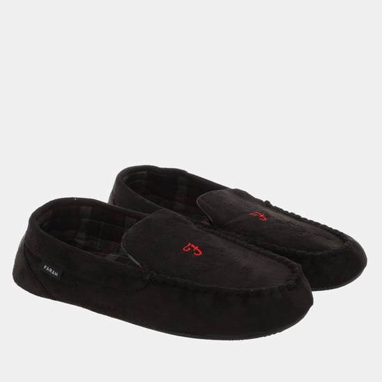 Men's Farah Nicken Moccasin Slippers in Black - Image 1