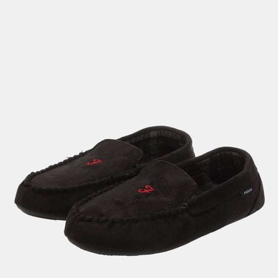 Men's Farah Nicken Moccasin Slippers in Black - Image 2