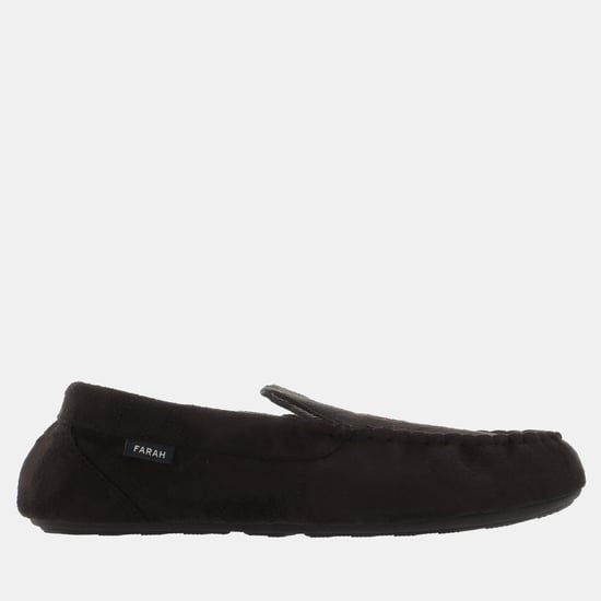 Men's Farah Nicken Moccasin Slippers in Black - Image 3