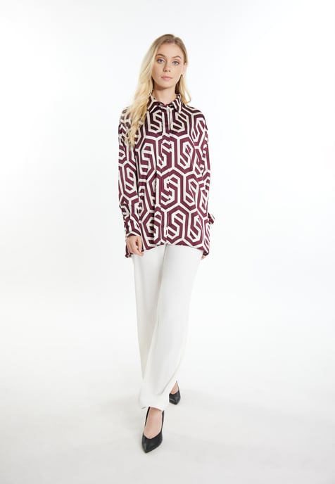 Dreimaster Hemdbluse + Shopping Bag - SET Dames Gebroken witte Bordeaux - Image 2