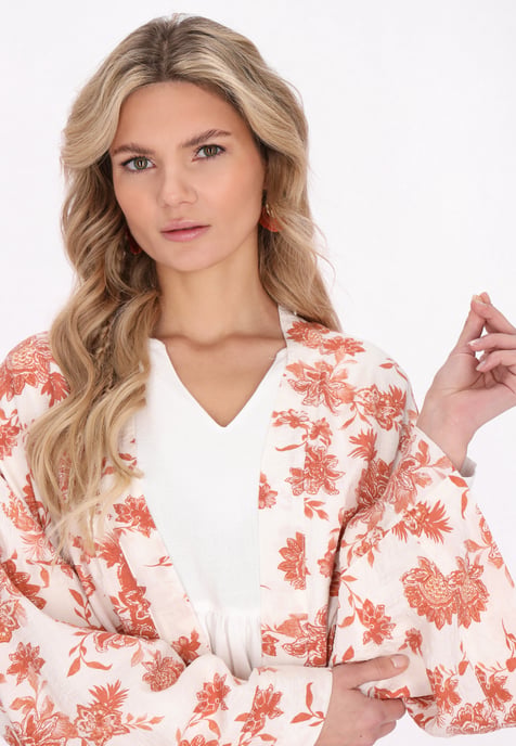 usha Kimono vrouwen wit oranje - Image 5