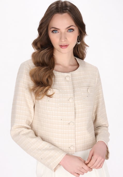 Dreimaster Blazer vrouwen lichtbeige glitters - Image 3