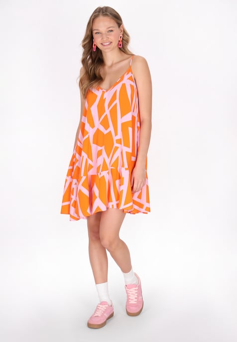 Mymo jurk vrouwen oranje roze - Image 2