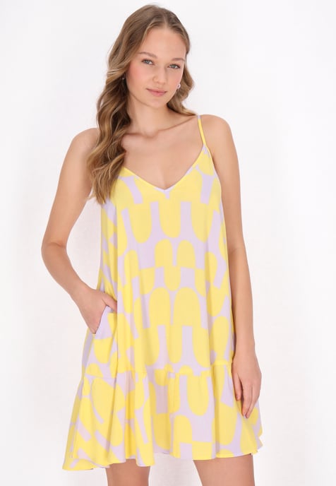 Mymo jurk vrouwen geel lila - Image 3