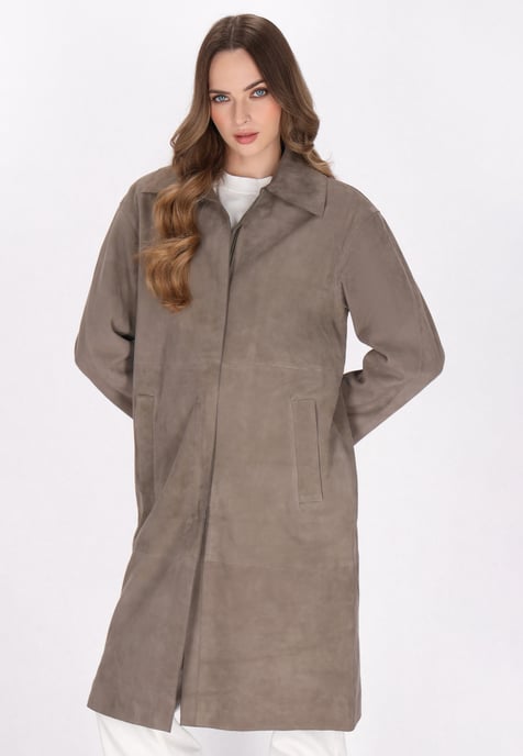 Dreimaster jas vrouwen taupe grijs - Image 3