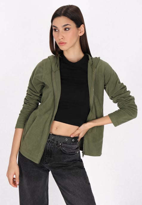 Mymo fleece jacket women khaki - Image 3