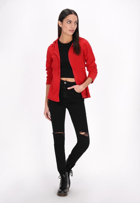 Mymo fleece jacket women red - Image 2