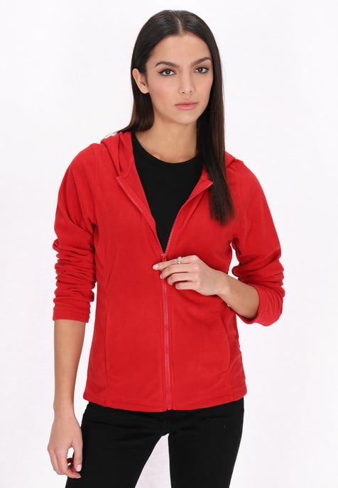 Mymo fleece jacket women red - Image 3