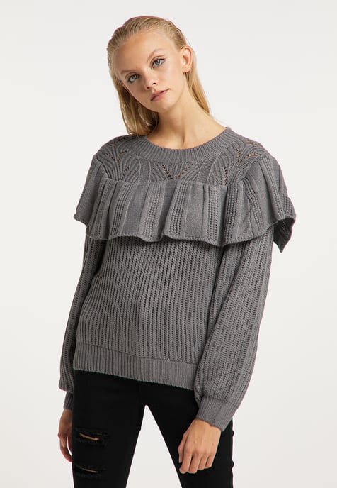 Mymo Knitted pullover women grey - Image 3
