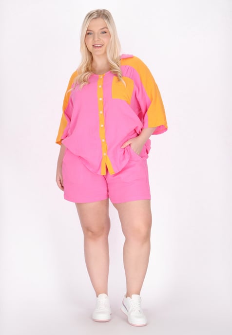 Mymo Grote maten korte broek vrouwen roze rood - Image 2