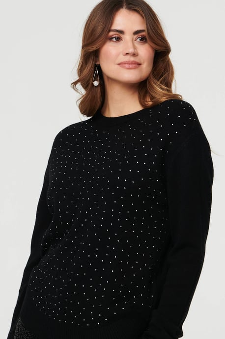 Grey Sparkle Detail Relaxed Jumper - Image 2