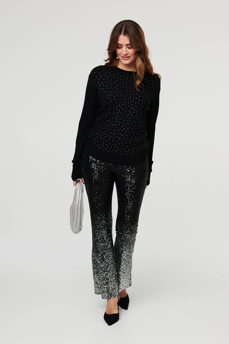 Grey Sparkle Detail Relaxed Jumper - Image 4