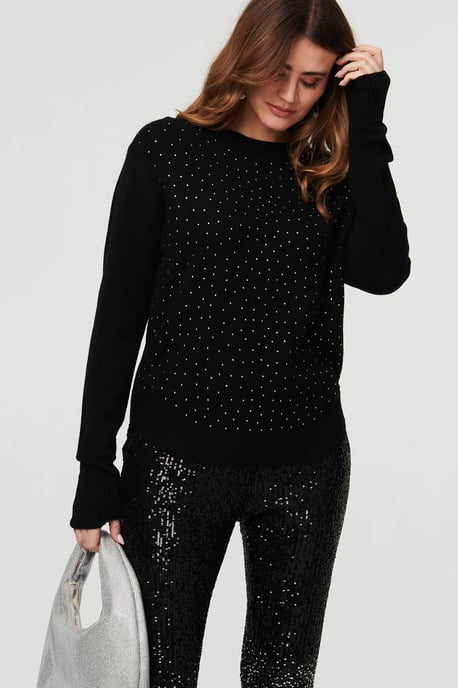 Grey Sparkle Detail Relaxed Jumper - Image 5