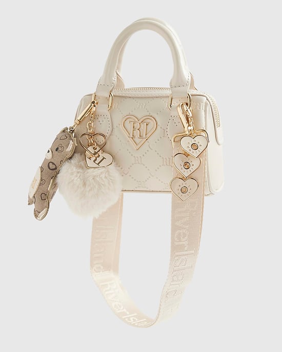 River Island Girls Mini Bowler Bag And Charms Cream - Image 3