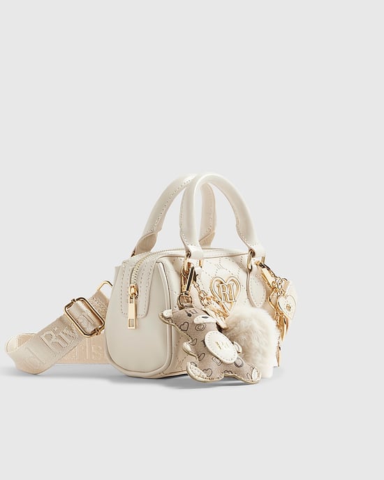 River Island Girls Mini Bowler Bag And Charms Cream - Image 5