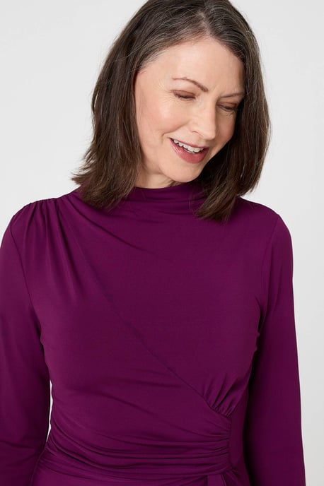 Purple Asymmetric Twist Long Sleeve Maxi Dress - Image 2