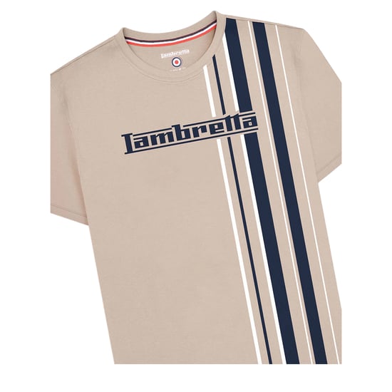 Lambretta Mens SS25 Racing Stripe T-Shirt (Stone) - Image 5