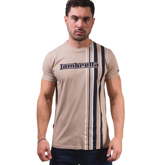 Lambretta Mens SS25 Racing Stripe T-Shirt (Stone) - Image 6