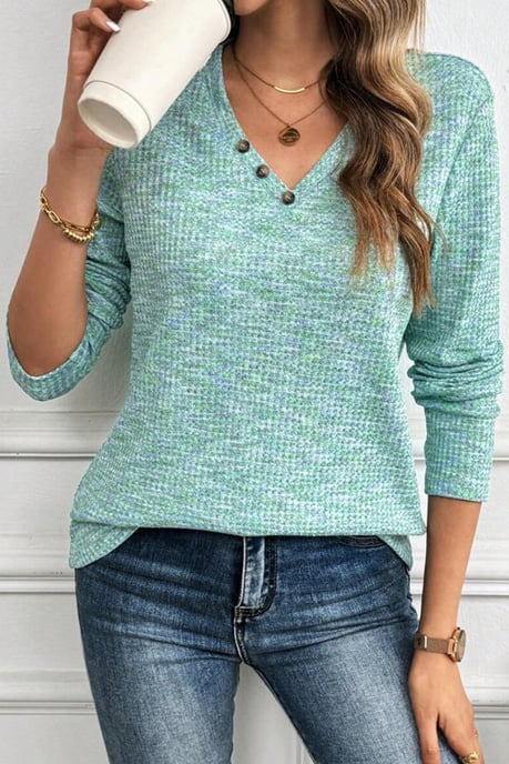 Waffle Knit Pullover Sweater - Image 1